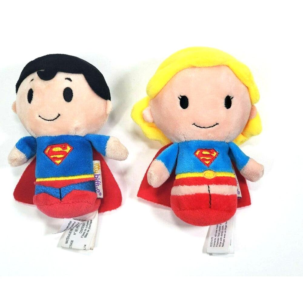 Set of 2 Hallmark itty bittys DC Supergirl and Clark Kent As Superman Plush 4”